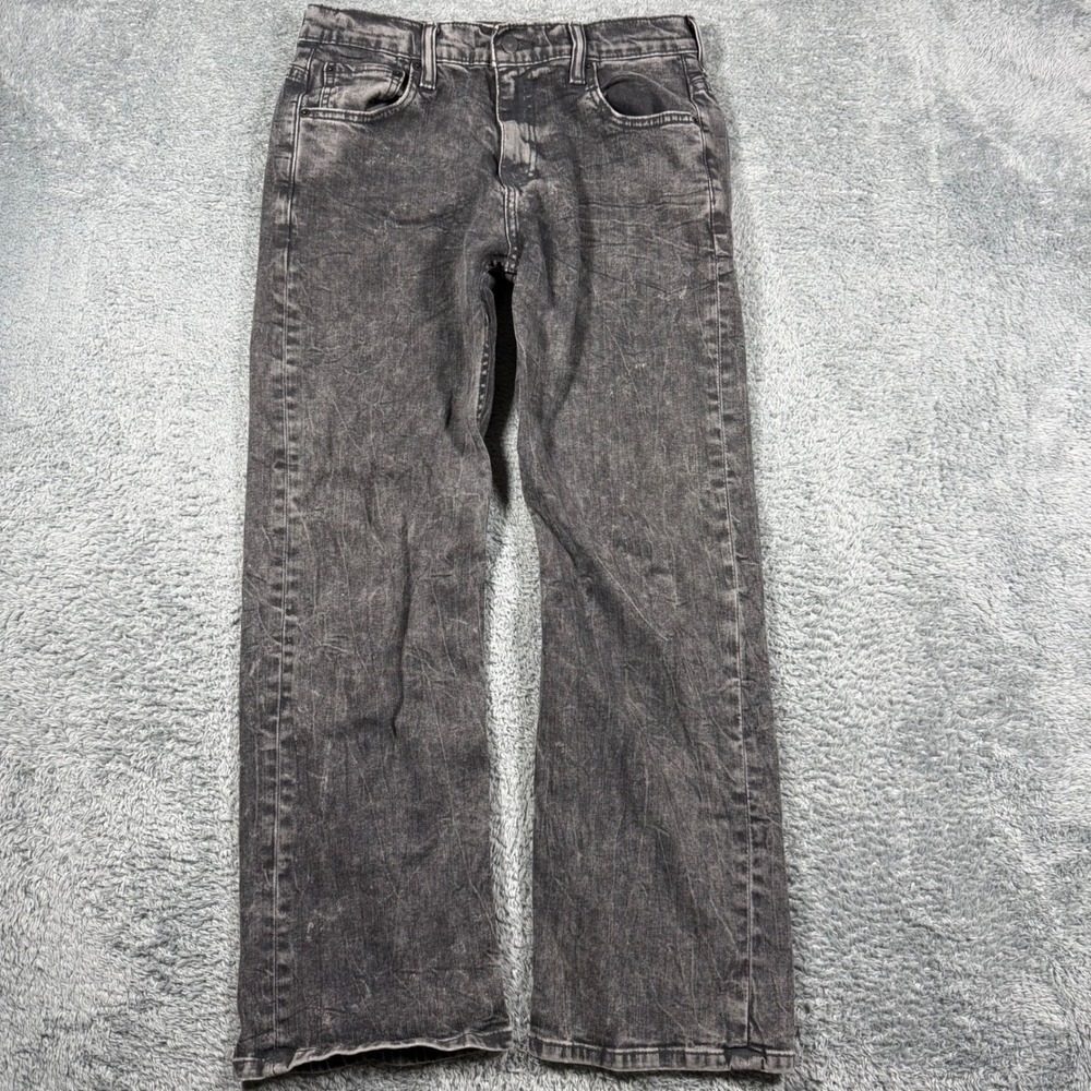 Levis 569 Loose Straight Jeans Mens 30x30 Black Faded Acid Wash Denim